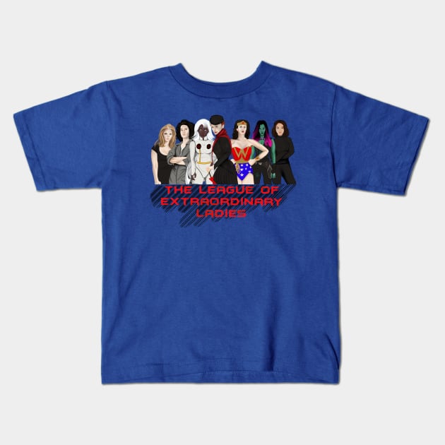 League of Extraordinary Ladies Kids T-Shirt by KataMartArt